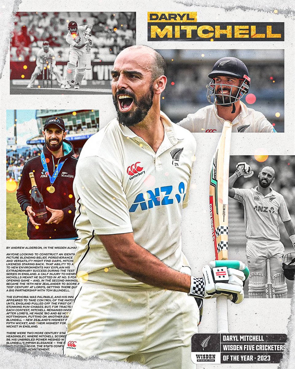 Daryl Mitchell was simply outstanding against England, scoring 538 runs @ 107.60 in the three-match Test series.

Mitchell hit tons at Trent Bridge, Lord's and Headingley, and also added two more 50+ scores for good measure. 

A stunning string of performances! 🤯

#WisdenAwards