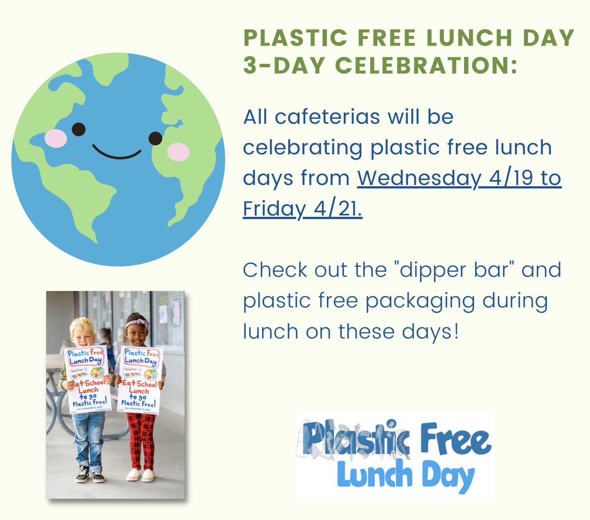 🌎 SDUSD is celebrating the Earth with plastic free lunches! 💗 #betterSD #changemakers Next step: Make every week earth week!
