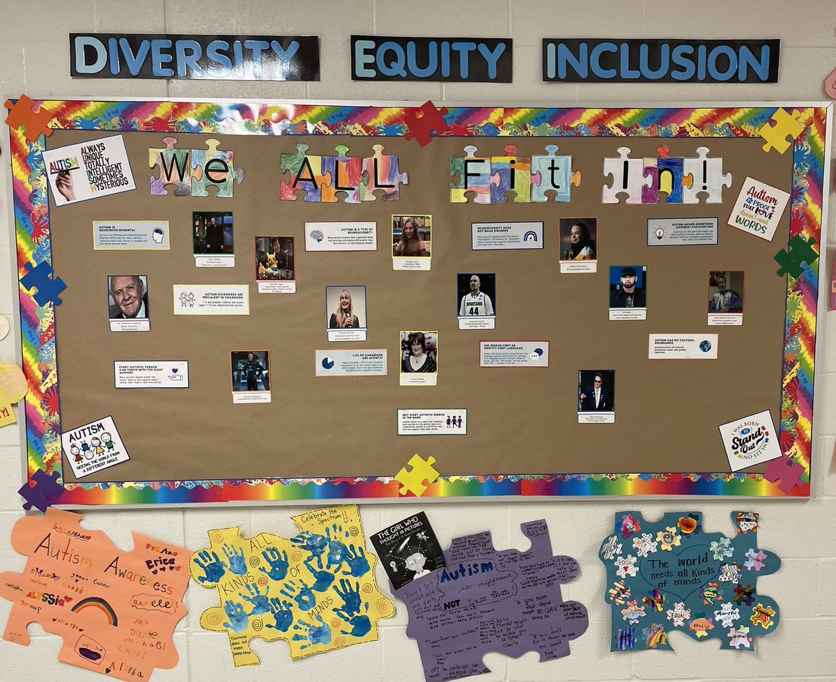 SMSVaughan's tweet photo. We are #CelebratingTheSpectrum this month at SMS. Students from K-8 have worked collaboratively on our puzzle display for Autism Awareness and Acceptance Month. Together we learn, understand, accept, and love. ❤️ https://t.co/iaGQ9JphHs