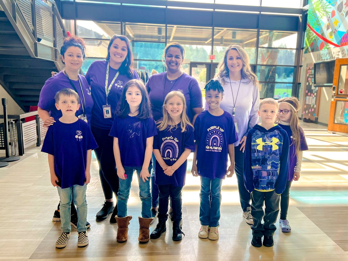 At Beachwood, Carter Lake, Idlewild and Meriwether, students and staff sported their brightest purple attire on Friday to celebrate military-connected students and honor the sacrifices they make as their family members serve our country. 💜 #MIC3Compact #PurpleUp4MilitaryKids