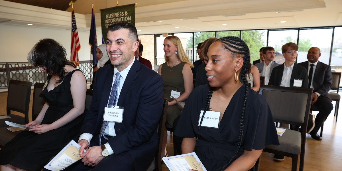 LawrenceTechU's tweet photo. Around 100 LTU students, family, friends, faculty, and staff gathered on Friday to see dozens of LTU College of Business and IT students become the newest members of  the international academic honor society, Beta Gamma Sigma! 💙🤍 @BGSHonorSociety #WeAreLTU https://t.co/QjfYHwlv7X