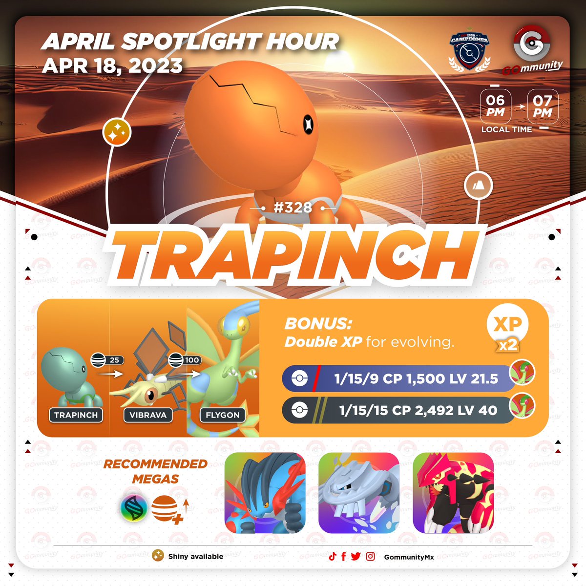 Gommunity on Twitter "🇲🇽Hora Destacada Trapinch ️X2 Xp por Evolución