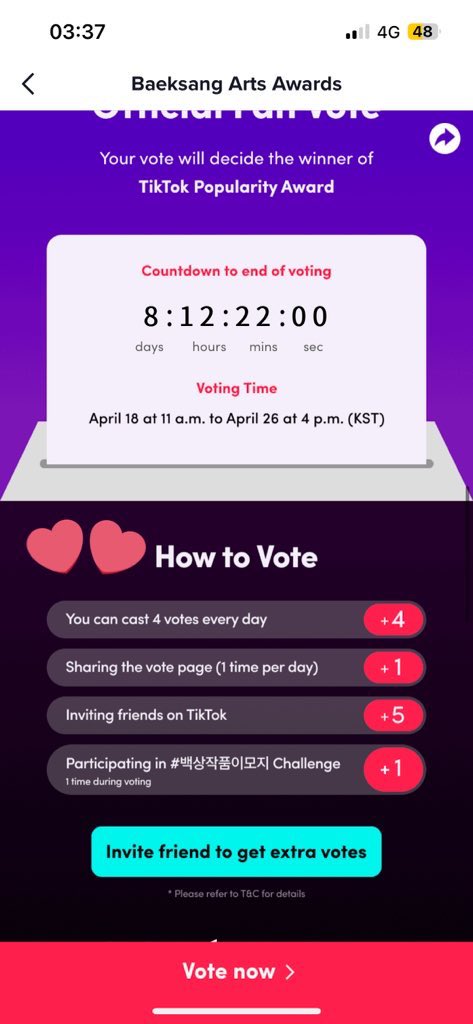 Hi fam! 👋

It’s the time of the year!
Voting for Baeksang Popularity Award is now open via TikTok app (vt.tiktok.com/ZS87x2Vyk/)

Let’s support and vote for <a href="/_IUofficial/">아이유(IU)</a> 

Voting ends on: April 26, 4PM KST