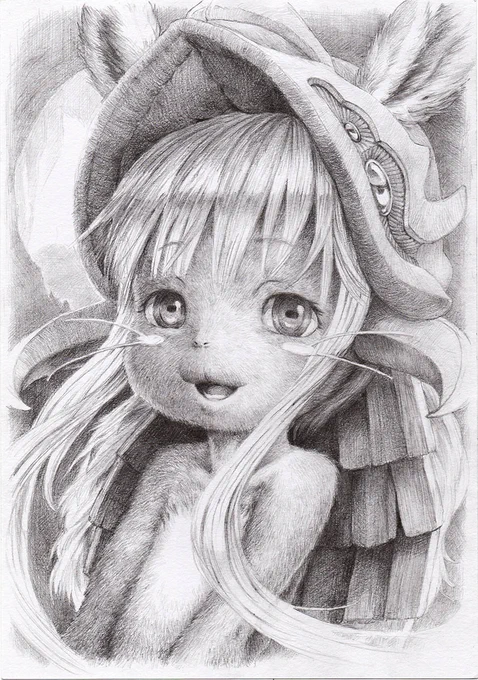 #再掲したらフォロワーが増えるらしいでは4年前に描いた鉛筆画ナナチを再掲 