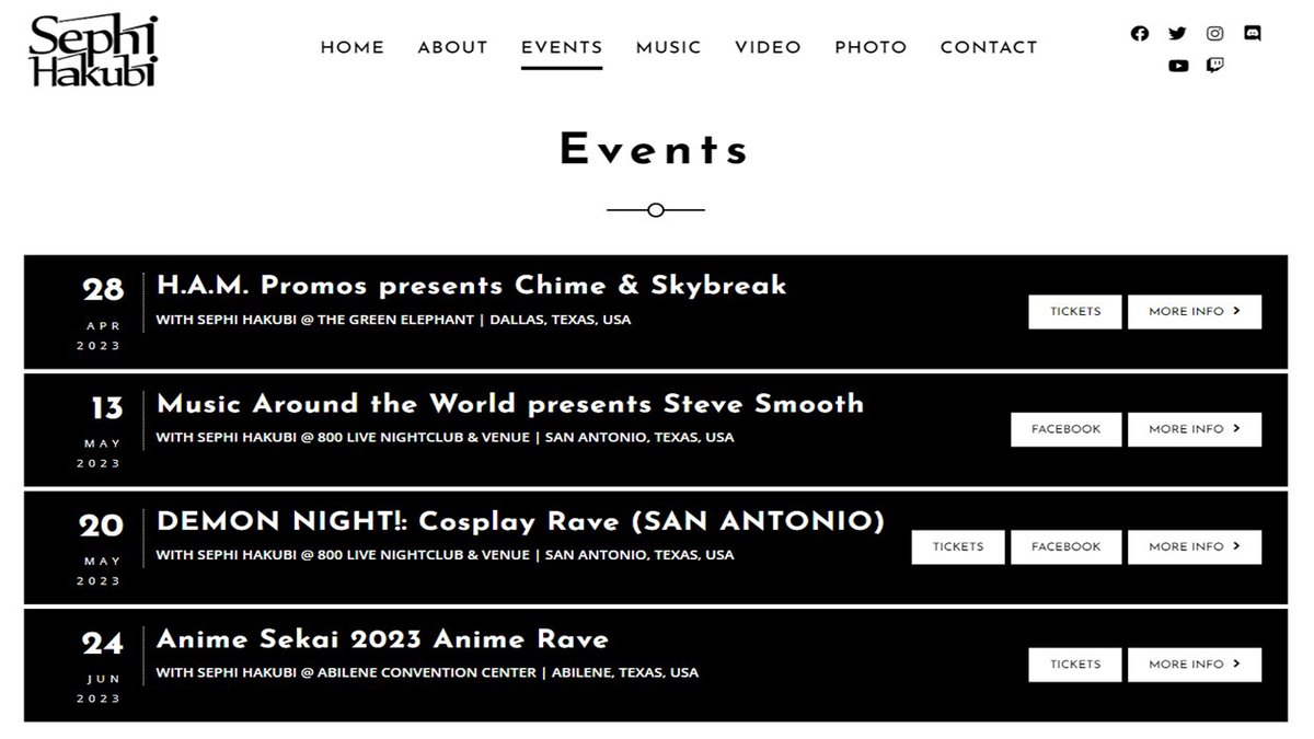 SephiHakubi's tweet photo. Finally updated. Here are my upcoming performances this Spring. I'll first be making my @GreenElephantTX debut in #Dallas with #HAMPromos supporting @ChimeTunes & @skybreakedm on April 28th. Then back to #SanAntonio at #800Live May 13th opening for @DJSteveSmooth and again May 20th with @ClubKaiju for #DemonNight. Follow my adventure this Spring as I play the best in #House, #Progressive, and #AnimEDM...in that order.
https://t.co/luteIQi3qg