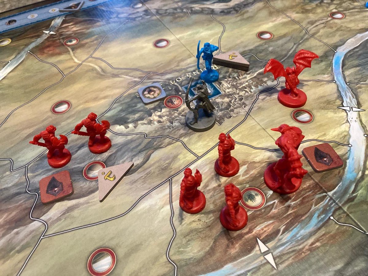 RemassogsRealm's tweet photo. With Gandalf eliminated the shadow army marches on the ruins of Dale. Bilbo uses the ring after casualties are taken to lesson the blow. He disappears as Bard continues the defense. #thebattleofthefivearmies @AresGamesSrl #thehobbit #middleearth #jrrtolkien #strategyboardgames https://t.co/dlM7Bruk6q