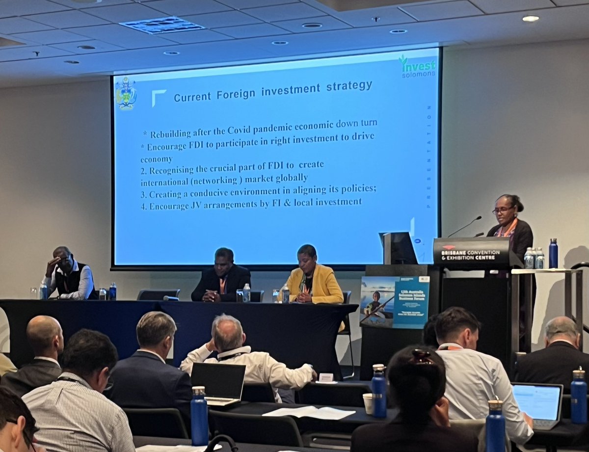 AustraliaPIBC's tweet photo. Ms Sially Ngum Turanga of the Ministry of Commerce, Industry, Labour and Immigration on foreign investments in Solomon Islands #12ASIBF https://t.co/lfCFxvBb2r