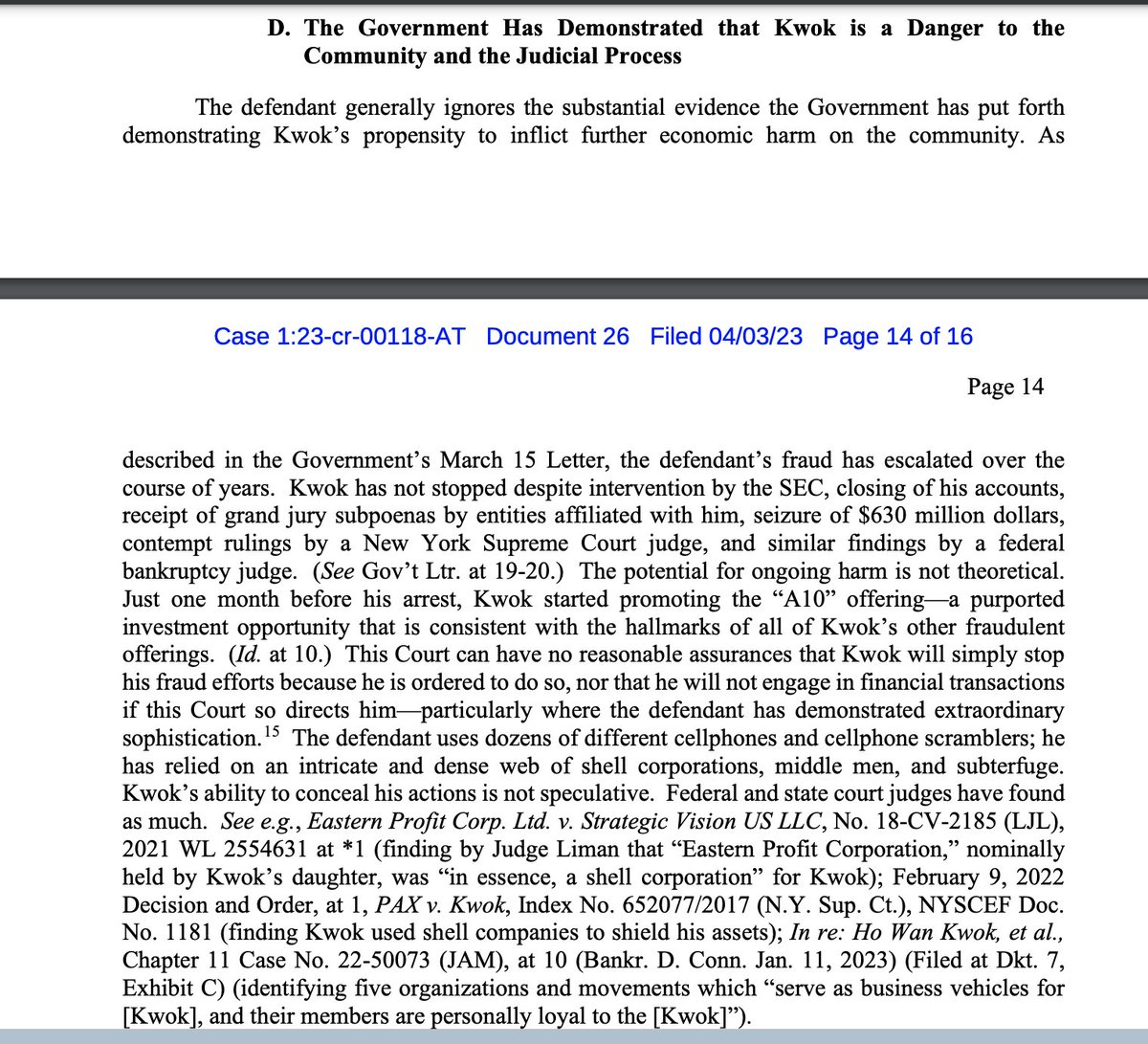 Guo already had almost no chance of getting bail. But his odds are lower now. Prosecutors already said that Guo misused phone access in jail to make personal calls. And they've said he is likely to "inflict further economic harm" if free, by continuing his fraud schemes.