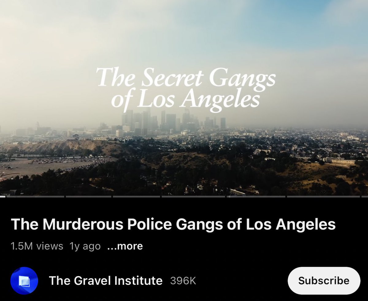 Wow. 1.5 million views on this @GravelInstitute #LASDgangs video youtu.be/VoF8RmohTB4