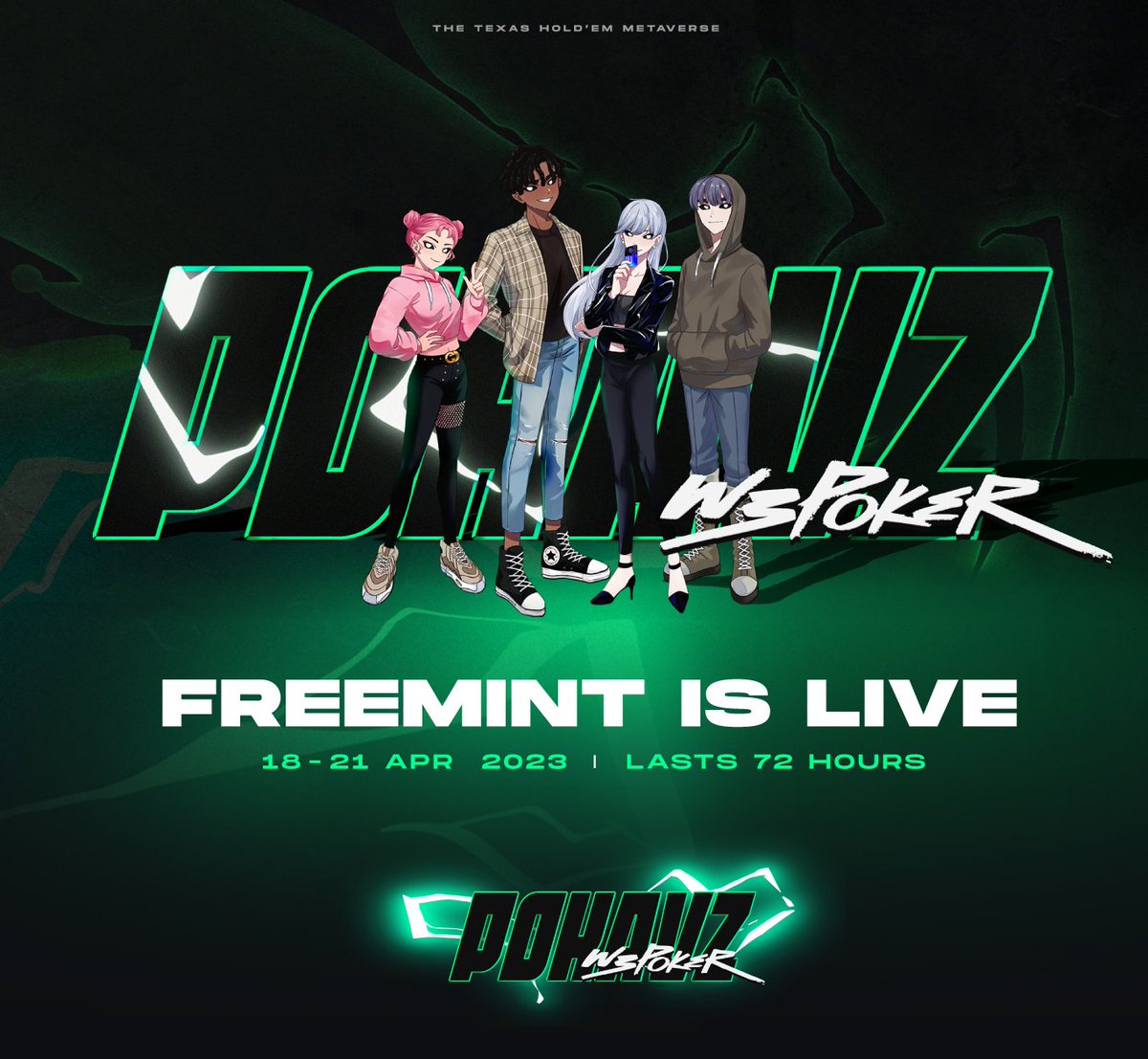 🔴 𝗟𝗜𝗩𝗘 𝗡𝗢𝗪

#POKAVZ NFT FREE MINT — 🍀 Whitelist Fortune Round

Price: #FreeMint

Quantity: 1120 FCFS!!

Time: ⏰ Apr 18, UTC 6:00 ~ Apr 21, UTC 6:00

Mint Now 🔥👉 pokavz.com

#Web3 #Poker #Metaverse #anime #NFTs #ETH