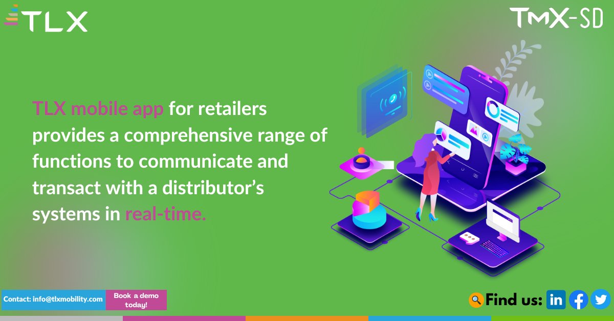 MobilityTlx's tweet photo. #TMX-SD software streamlines Secondary #Sales and #Distribution operations by providing field agents and retailers with #smartphone #apps that can perform a range of functions using real-time communication with back-office systems.
Request a demo 👉 https://t.co/xziCUq9l5I https://t.co/TQOWLkb3BZ
