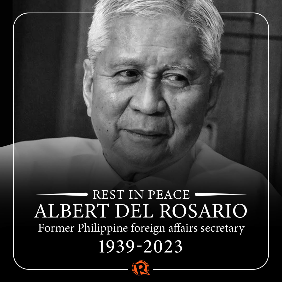 rapplerdotcom's tweet photo. Former foreign secretary Albert del Rosario, best remembered for helping bring China to court, died at the age of 83, the Department of Foreign Affairs announced on Tuesday, April 18.

Rest in peace, Mr. Secretary. https://t.co/Jp9CknH1PS https://t.co/J73XoJCU2w