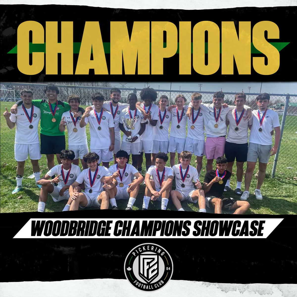 PickeringFC's tweet photo. CHAMPIONS!!!!!!!!!🏆🥇

Congratulations to our U21 League1 Reserve Men for winning the Woodbridge Champions Showcase this past weekend 👏 👏 👏 

The team defeated Woodbridge 2-1 in the final.

#PFCproud #Dare2Compare #DestinationClub https://t.co/mKx3Aa0O78