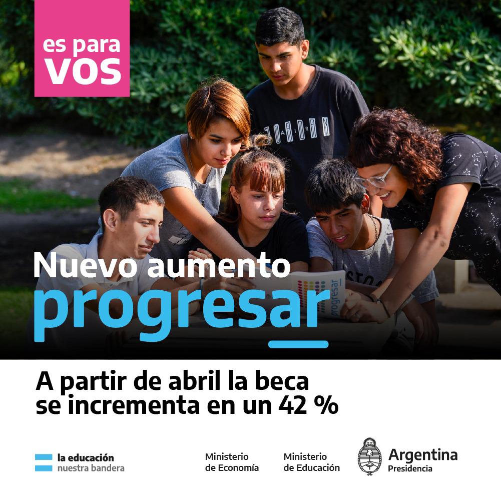 SecreTurAmbDep's tweet image. Los ministros @jaimeperczyk y @SergioMassa
anunciaron un nuevo aumento de las becas #Progresar, que desde abril se incrementa en un 42%, pasando de $9000 a $12.780 pesos.