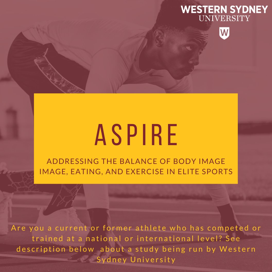 ASPIRE (@aspire_wsu) on Twitter photo The ASPIRE study, in partnership with <a href="/SASI_sport/">South Australian Sports Institute</a>, and <a href="/theAIS/">Australian Institute of Sport</a>, aims to better understand the pressures that elite athletes experience in relation to their body, eating, and exercise.
All current and former athletes are invited to participate!
westernsydney.edu.au/thri-aspire The ASPIRE study, in partnership with <a href="/SASI_sport/">South Australian Sports Institute</a>, and <a href="/theAIS/">Australian Institute of Sport</a>, aims to better understand the pressures that elite athletes experience in relation to their body, eating, and exercise.
All current and former athletes are invited to participate!
westernsydney.edu.au/thri-aspire