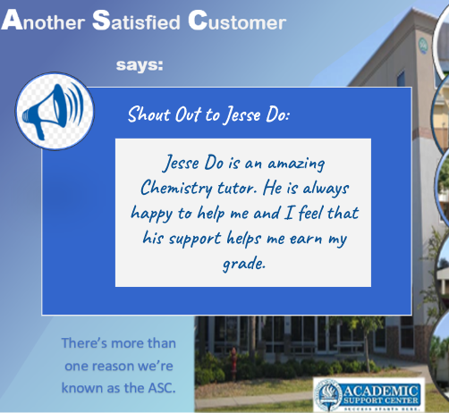 DSCASC's tweet photo. #shoutout #greatstaff #deland #daytonastate #tutoring For more info on Jesse's schedule and subjects, check the live schedules at: https://t.co/l8raeiqX2s" (Tutor Search) https://t.co/imF6LFXviC