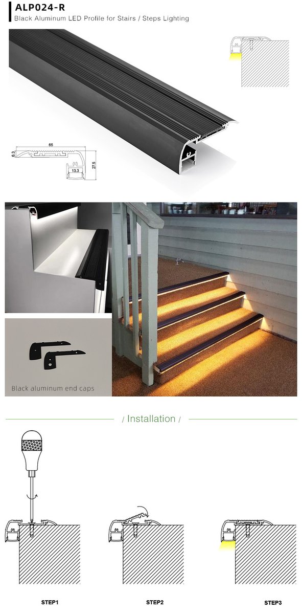 ledbecom's tweet photo. The Black Aluminium LED Channel is specially designed for stair or step lighting. You can use them for interior stairwell lighting, stair lights, and theater lighting in cinemas, offices, malls, hotels, and theatres. 
Link: https://t.co/gqhghlaHia
#ledbe #LEDChannel #Stairwell https://t.co/4Z6Oo5YT6w
