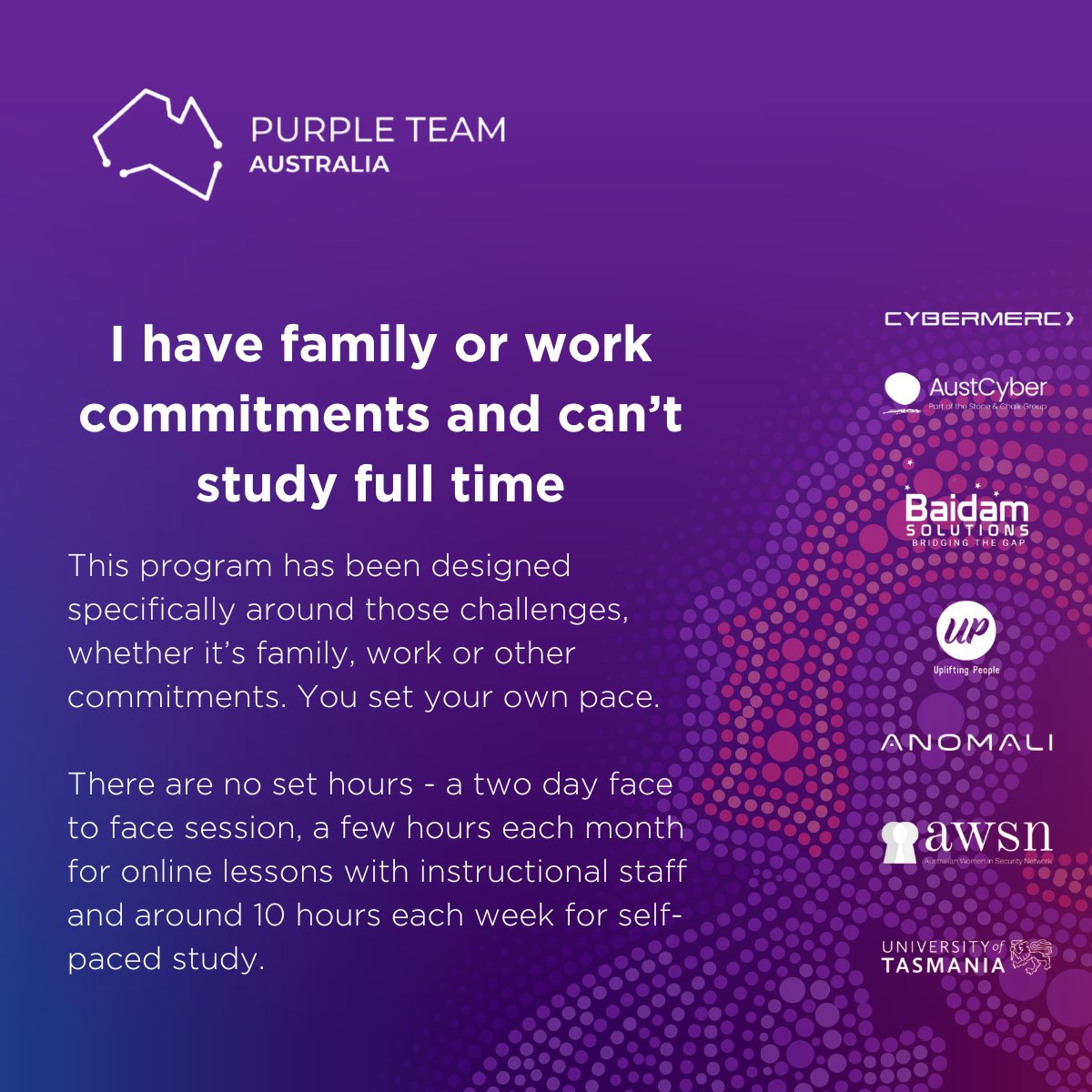 PurpleTeamAus's tweet photo. Questions answered!
Head to https://t.co/fmXv6MCgjc for more information and click on the APPLY NOW button.
And make sure you follow @purpleteamaustralia here and on LinkedIn, Facebook &amp; Instagram.

#PurpleTeamAus #purpleteam #cti #cybersecurity https://t.co/3HcorIyDaG