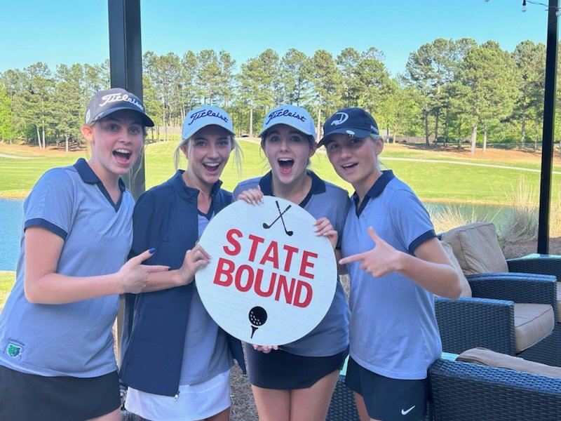 Creekview_Golf's tweet photo. The ladies punched their ticket to Jekyll this afternoon, finishing 2nd in the Area Tourney. Congrats to Woodward Academy for taking home the trophy. It took a 1 hole playoff vs Allatoona to get the bid. Congrats girls!
@Prin_Santoro 
@CVHSGrizzlies https://t.co/O6XM5juOuX