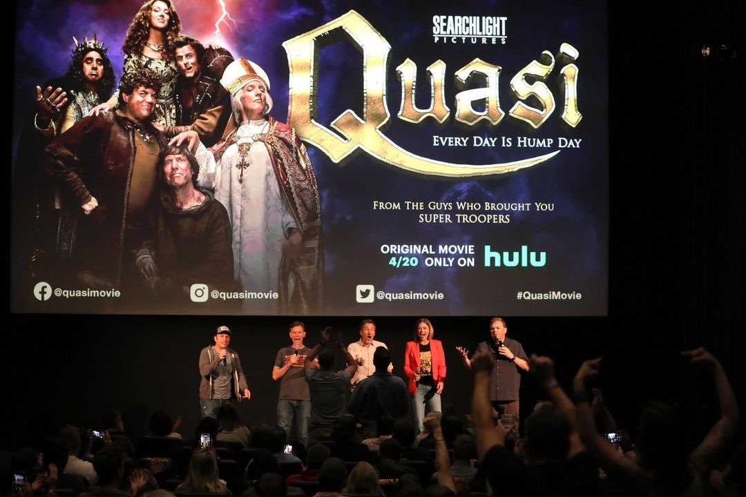 AdriannePalicki's tweet photo. A few more pics with the @quasimovie boys from our screening in Nashville last week ⚔️🏰 Los Angeles…you’re up next! 🤠 #Quasichella https://t.co/ZssxZKIfMY