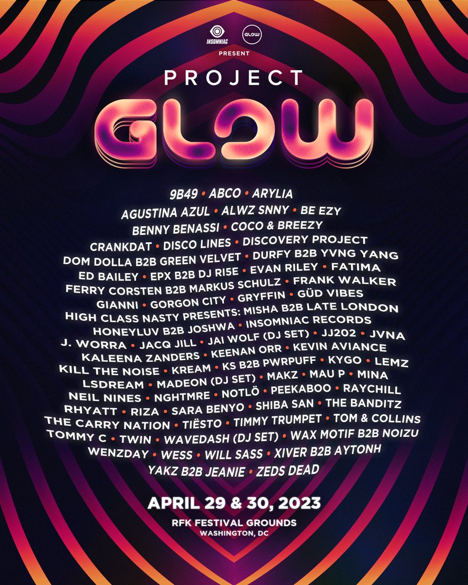 LAST CHANCE VIP GIVEAWAY — @ProjectGLOWfest is bringing @ZedsDead, <a href="/KygoMusic/">Kygo</a>, @LSDream + more to DC on April 29 + 30

ENTER NOW for your chance to win (2) VIP tickets.👇

To enter:
1. Follow <a href="/TheFestiveOwl/">Festive Owl</a>
2. RT this tweet.

Winner contacted 4/22.

Bonus: bit.ly/41hKO4T