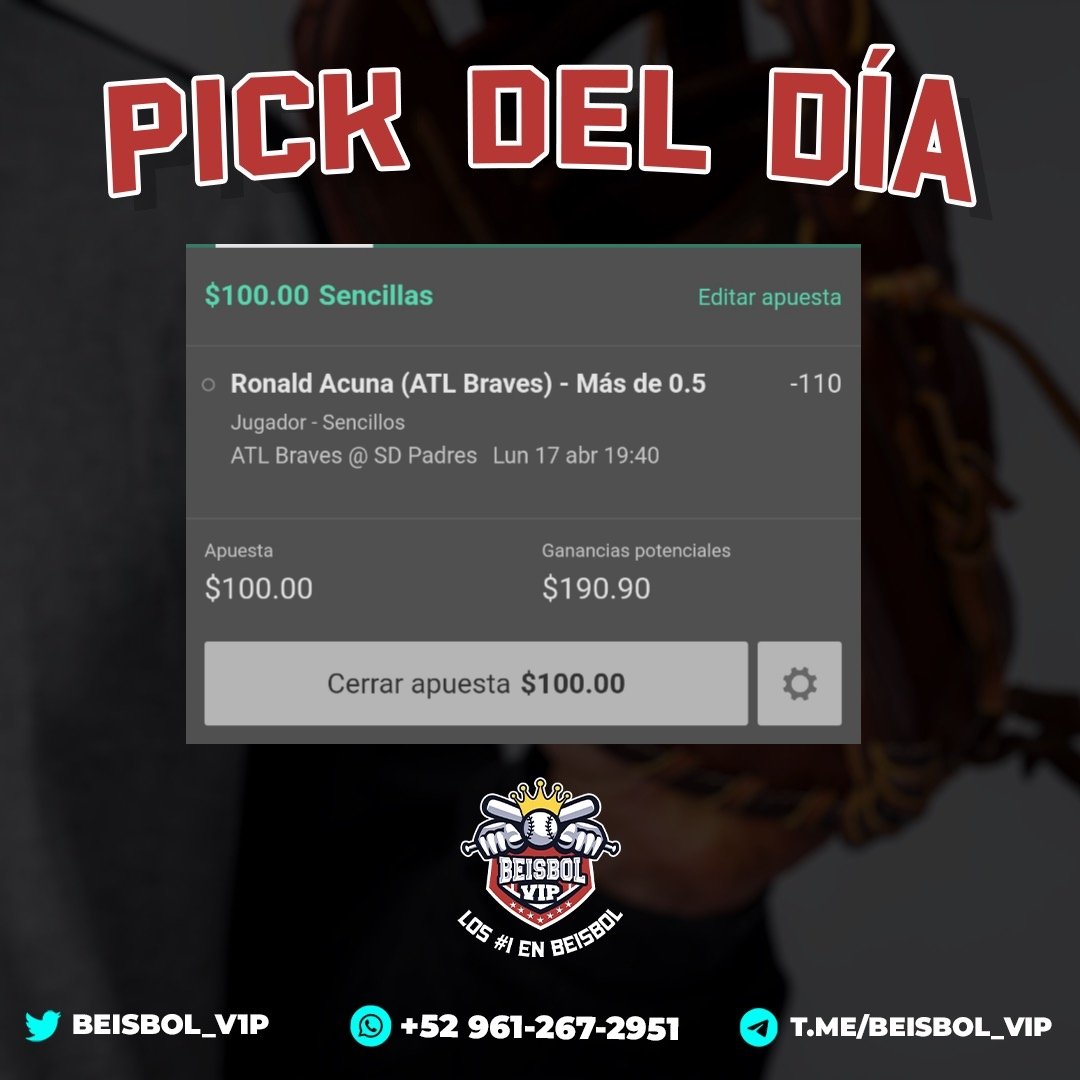 Beisbol_VIP's tweet image. #Freepick de #MLB del día  🍀
⚾ #RonaldAcuna