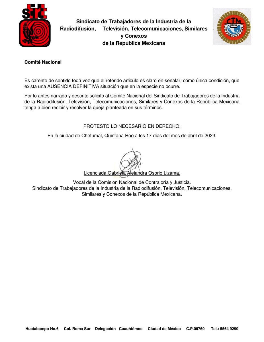 De tal forma que se encuentra actuando UNILATERAL Y AUTORITARIAMENTE, para efectuar una SUPUESTA toma de protesta ILEGITIMA. Por supuesto, SIN VÁLIDEZ LEGAL ANTE NINGUNA AUTORIDAD. (2)