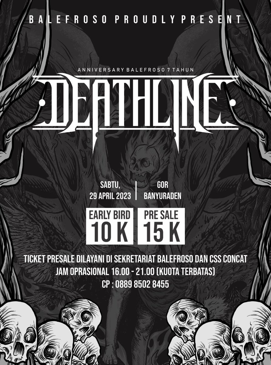 BCSxPSS_1976's tweet photo. "Seasonal Break Celebration"

Browdi!
Come and feel the beat, sing along to your favorite tunes, and create memories that will last a lifetime. Don't miss out on the ultimate musical journey. Check this out;
🔥29 APRIL | Deathline @balefroso1976 
🔥14 MAY | Glorious @BabarsariCS2012 
🔥10 JUNE | Irreducible @UltrasPSS_1976 
🔥16 JULY | Untukmu Sebelas @BRONES2012 

Simak pergerakannya ke @event_bcs atau akun mereka masing-masing. Awur-awuraaaaan bwaaang!

#EventBCS
