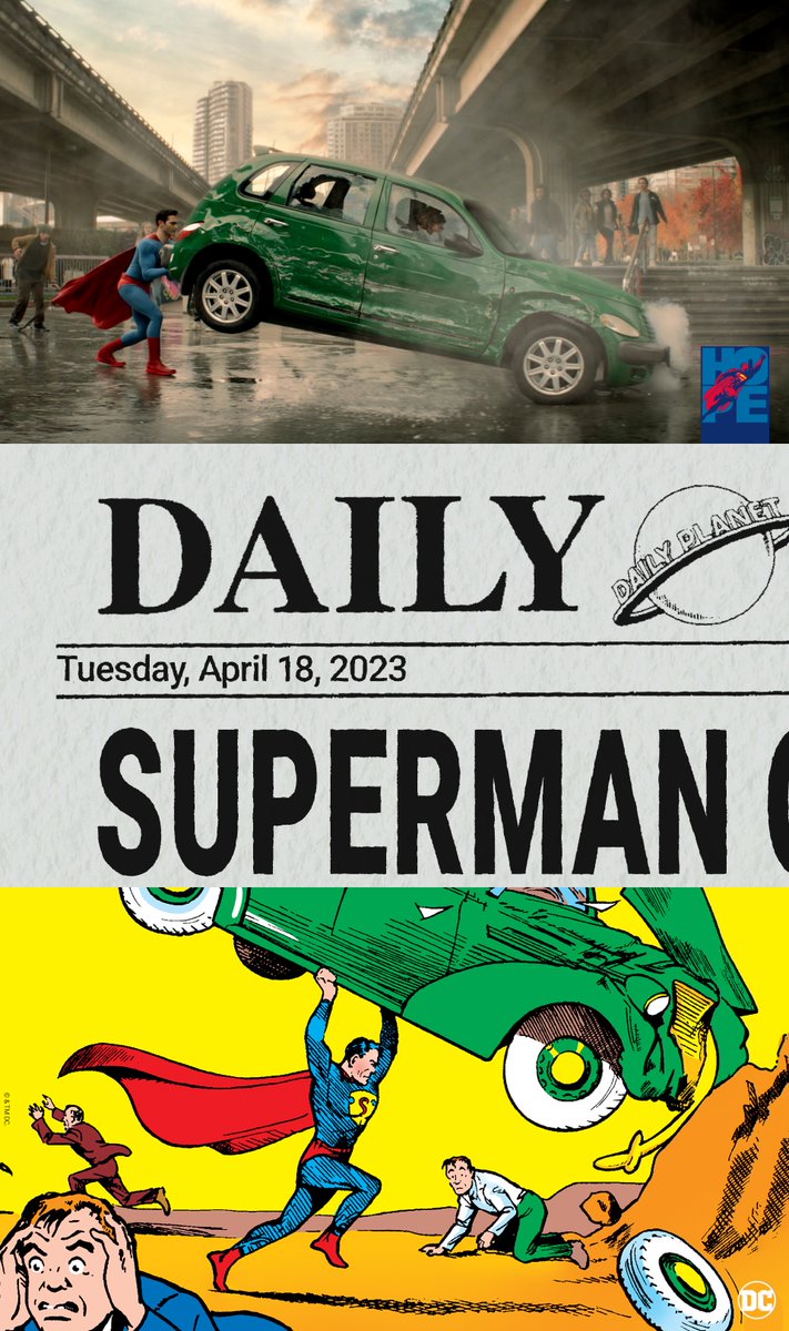 Superman's tweet photo. The Daily Planet coverage of today’s #SupermanAnniversary is hot off the presses! Open for a surprise. https://t.co/Mc8miclxJy