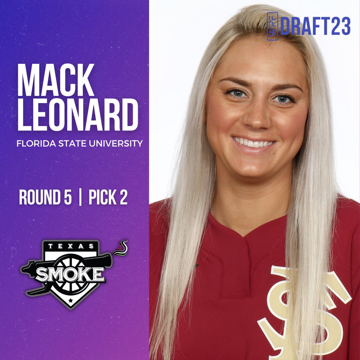 With the 18th pick in the 2023 WPF Draft, Texas Smoke select Mack Leonard, from Florida State University! #Draft23