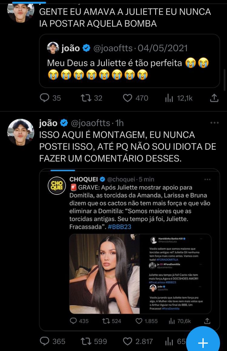 draameirelles's tweet photo. Os prints foram desmentidos pelos donos das contas como podemos ver. 
Ações como essas podem causar danos para os envolvidos. É sempre importante verificar a veracidade de todos os conteúdos postados. 

É necessário ter responsabilidade ao envolver terceiros em postagens públicas e principalmente RESPEITO.