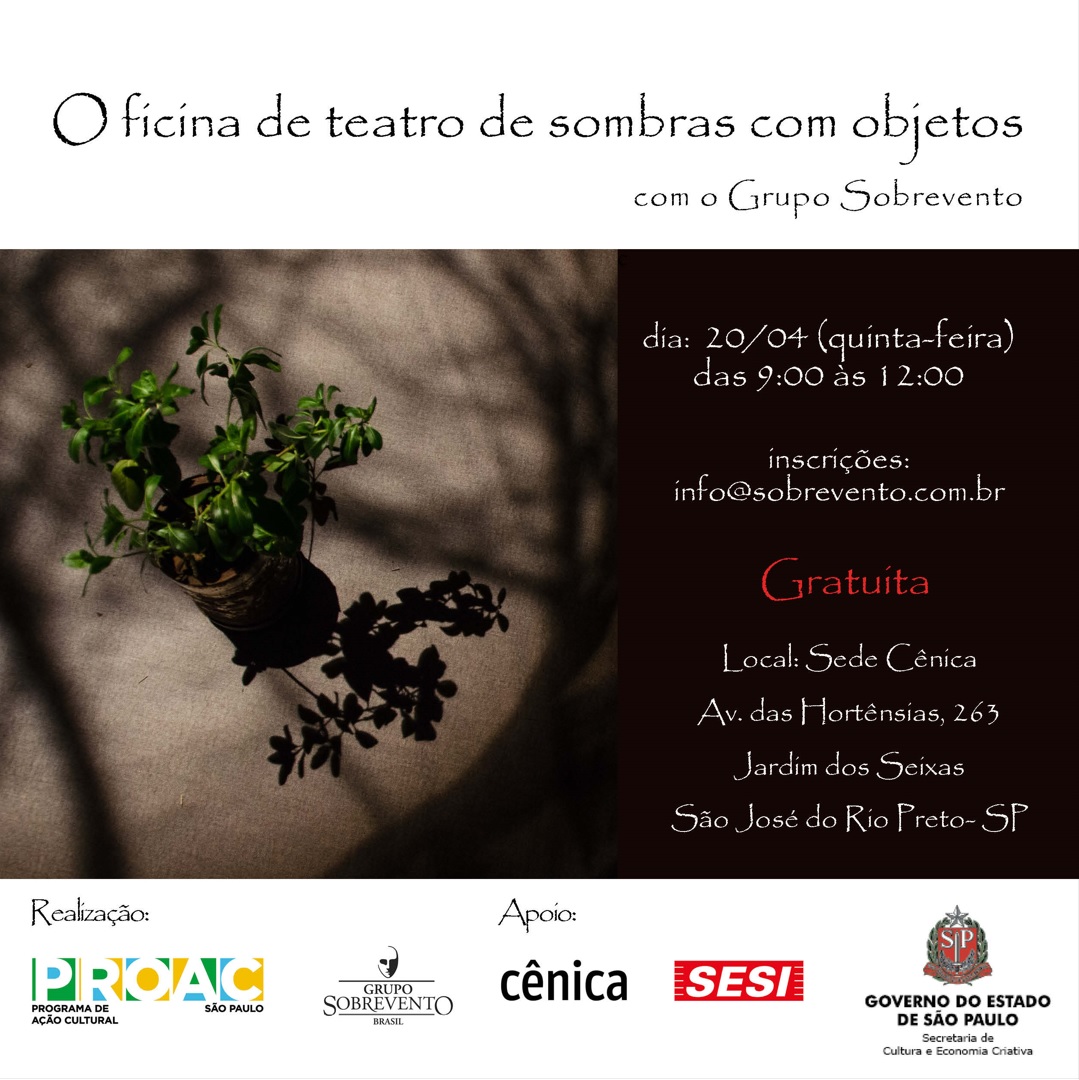 inscrições abertas para oficina GRATUITA em São José do Rio Preto #proac2022
<a href="/CulturaSP/">Secretaria da Cultura, Economia e Indústria</a>