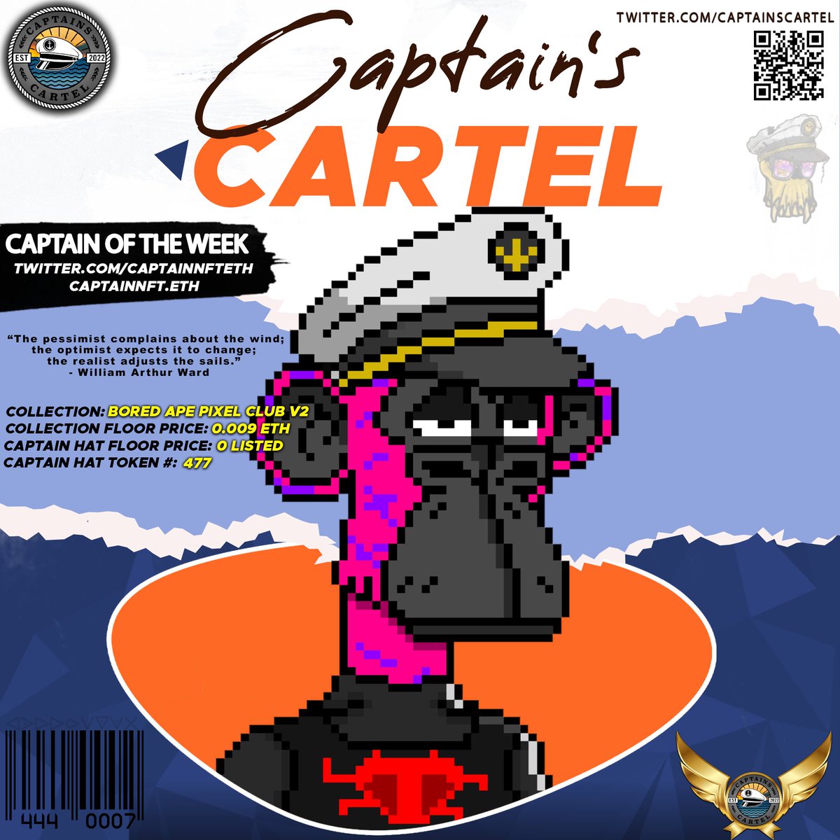 Captains Cartel (@captainscartel) on Twitter photo 🚨🚨Attention - Captain on deck! 📷Let's celebrate and recognize @Captainnfteth as the #Captain of the week - Thanks for always representing the #CaptainHats trait - The ship is yours Fam! Keep a look out for next week's #Captain 🚨🚨
Follow
<a href="/CaptainsCartel/">Captains Cartel</a>
and
@Captainnfteth 🚨🚨Attention - Captain on deck! 📷Let's celebrate and recognize @Captainnfteth as the #Captain of the week - Thanks for always representing the #CaptainHats trait - The ship is yours Fam! Keep a look out for next week's #Captain 🚨🚨
Follow
<a href="/CaptainsCartel/">Captains Cartel</a>
and
@Captainnfteth