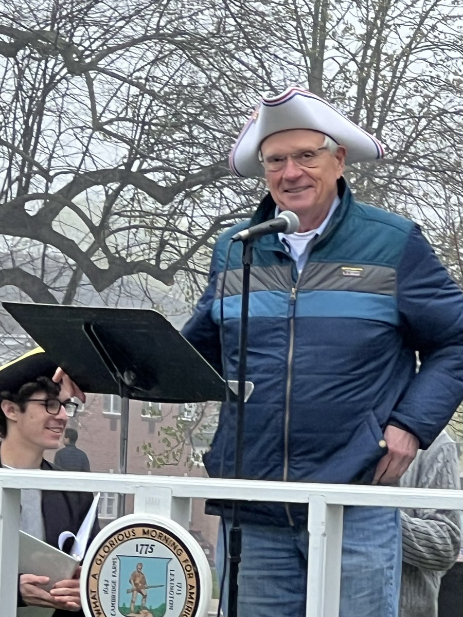 So glad to be included in Lexington's #Patriotsday morning reenactment of the first battle of the Revolutionary War, the early parade and the White Tri-Corner Hat ceremony that named my friend Bob Burbidge what is essentially its Citizen of the Year. Well deserved!