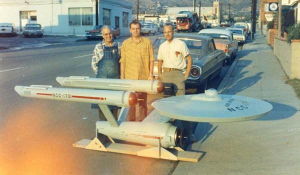 weird_hist's tweet image. Proud designers of the first USS Enterprise model, 1965.