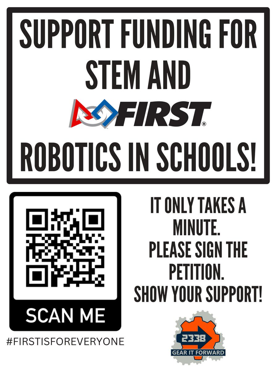 FIRST2338's tweet photo. Petition Update: 1485 signatures. So close to 1500 milestone! Support Funding for #STEM and FIRST #robotics in schools. Sign. Like. Retweet. https://t.co/5rqGJ8dq90 #FIRSTinspires #FIRSTimpact #FIRSTisForEveryone https://t.co/3sgcE5HusN