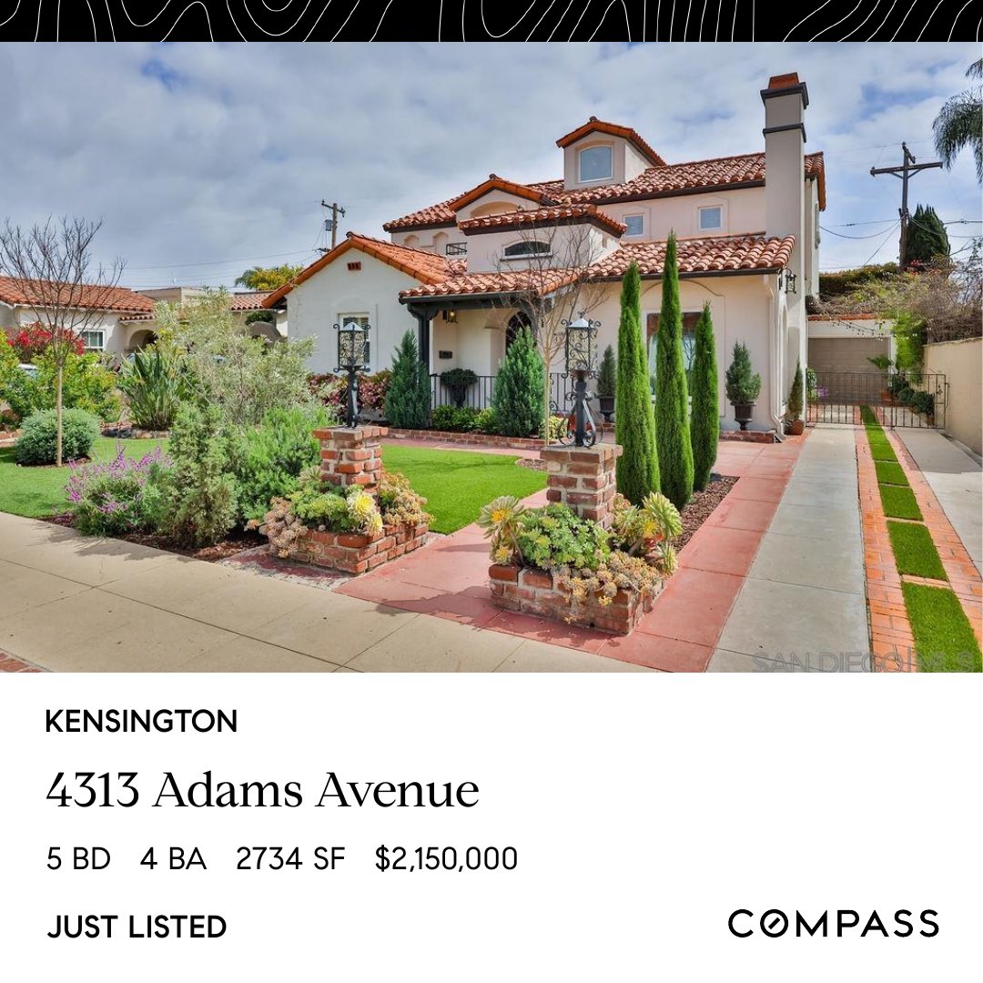 DelPhillips's tweet photo. JUST LISTED - KENSINGTON: This custom 5B/4BA Spanish home on the quiet east end of Adams Avenue perfectly blends original charm with modern conveniences. $2,150,000 #sandiego #kensingtonsandiego #realestate #realtor #spanishhome #justlisted https://t.co/oc6unyJsnJ