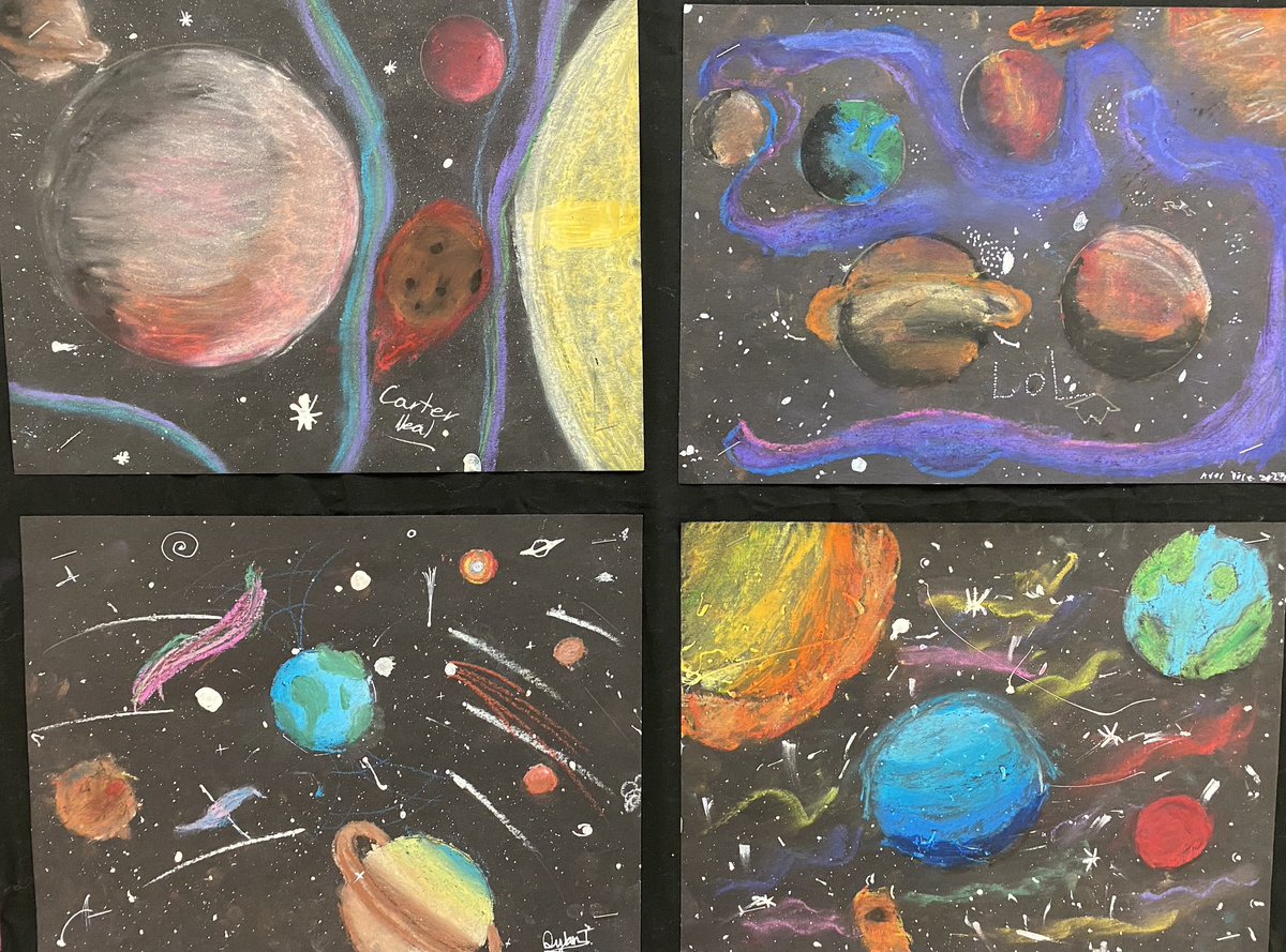 hellomsdey's tweet photo. Happy Monday! Check out these out of this world galaxies by 4th graders. @makishawilliams @LearnInHenry @WES_HCS @HenryCountyBOE @FineArtsHCS #galaxy #artlesson #elementaryarts https://t.co/sY5lqr51Ki