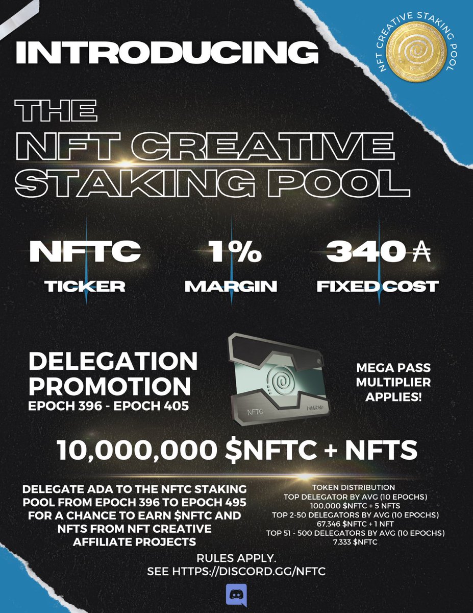 NFTCreativeCA's tweet photo. Yo, listen up, let me tell you a tale
'Bout a staking pool, that'll never fail

NFTC is the name of the game
You delegate to us, we'll bring the gains

Our pool is live, it's time to join

Earn ADA rewards, watch your wallet grow coin

#NFTCreative #CNFTcommunity #NFT #Cardano https://t.co/3Ol27vUHo0
