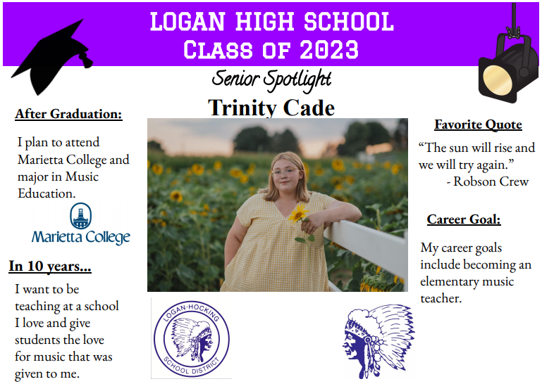 Logan High School Class of 2023
Senior Spotlight
Congratulations Trinity Cade