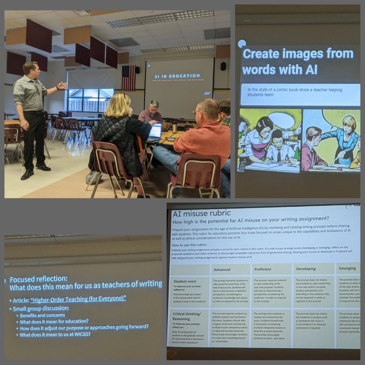 Amazing professional development led by <a href="/jimczad/">Jim Czadzeck</a> regarding Artificial Intelligence (AI) in Education. We are lucky to have him as our Technology TOSA <a href="/WestIrondequoit/">West Irondequoit CSD</a>. 🤖💻
<a href="/cristal_kim17/">Kim Cristal</a> <a href="/ChrissyMiga_WI/">Chrissy Miga</a> <a href="/AaronJohnsonWI/">Aaron R. Johnson</a> <a href="/caseywagner86/">Casey Wagner</a> 
#teachertech