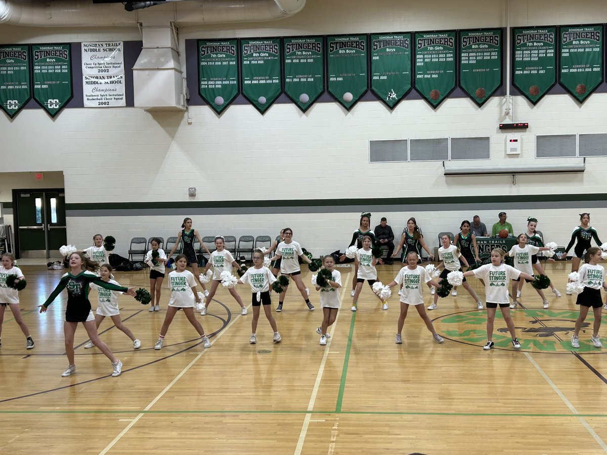 Half time of the Boys game and it’s more future Stinger Cheerleaders !