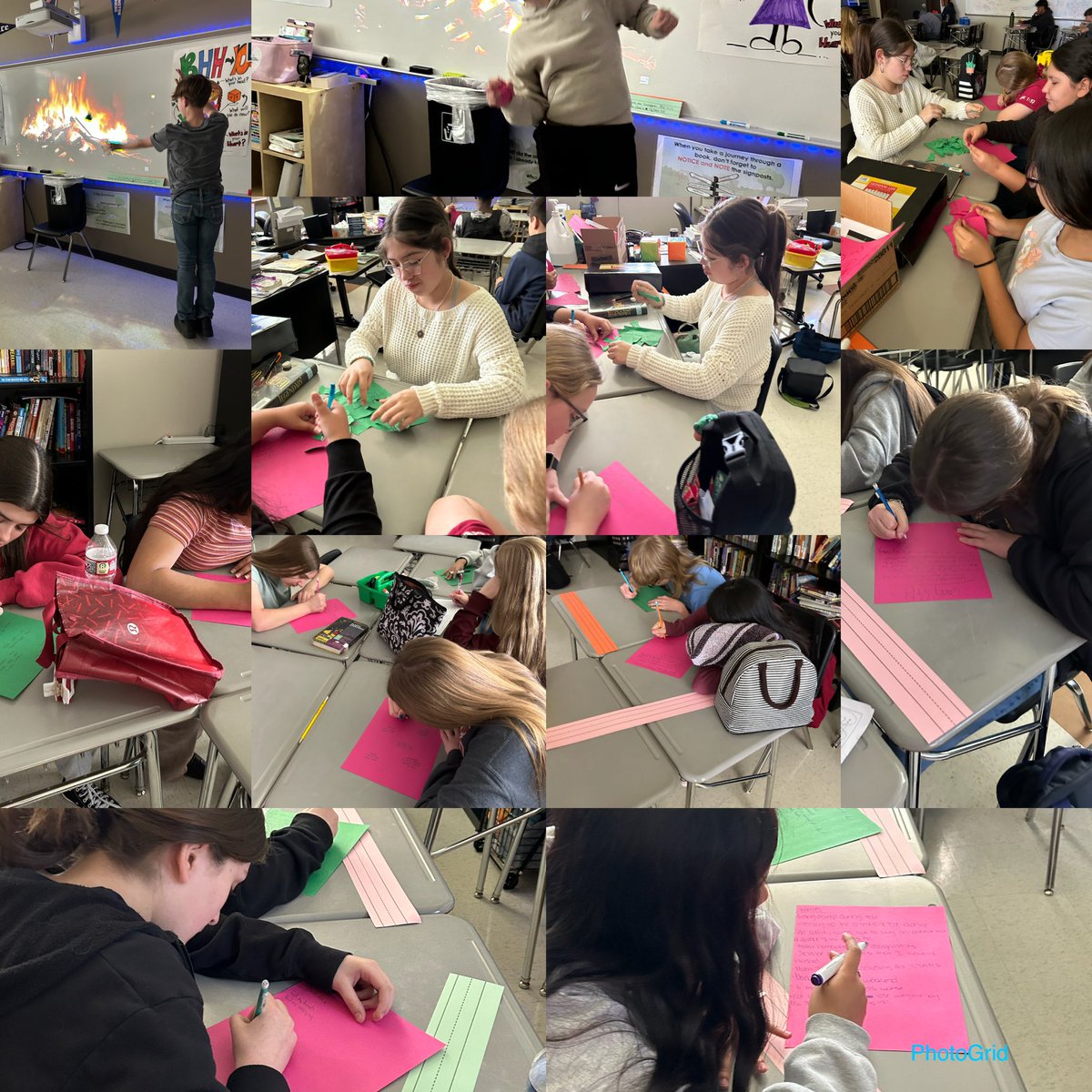 Facebrusher's tweet photo. Today we wrote down all our concerns, worries, &amp; distractions. We ripped them up and threw them in the “fire” - then wrote positive affirmations to ourselves &amp; eachother. @alvin_jh Mustangs are ready for their Reading STAAR! @AlvinISD https://t.co/1BL9NAd5SJ
