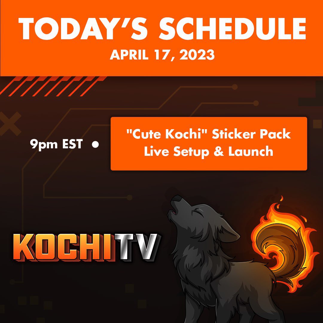 🎙️KochiTV Live @ 9PM EST🎙️

Tune into late-night KochiTV in <a href="/KochiKenBSC/">Kochi Ken</a> and help the Kochi Team setup the new "Cute Kochi" sticker pack! 🎉

Here’s the link below to join the VC now guys on our Telegram!↘️↙️  

t.me/KochiKenBSC