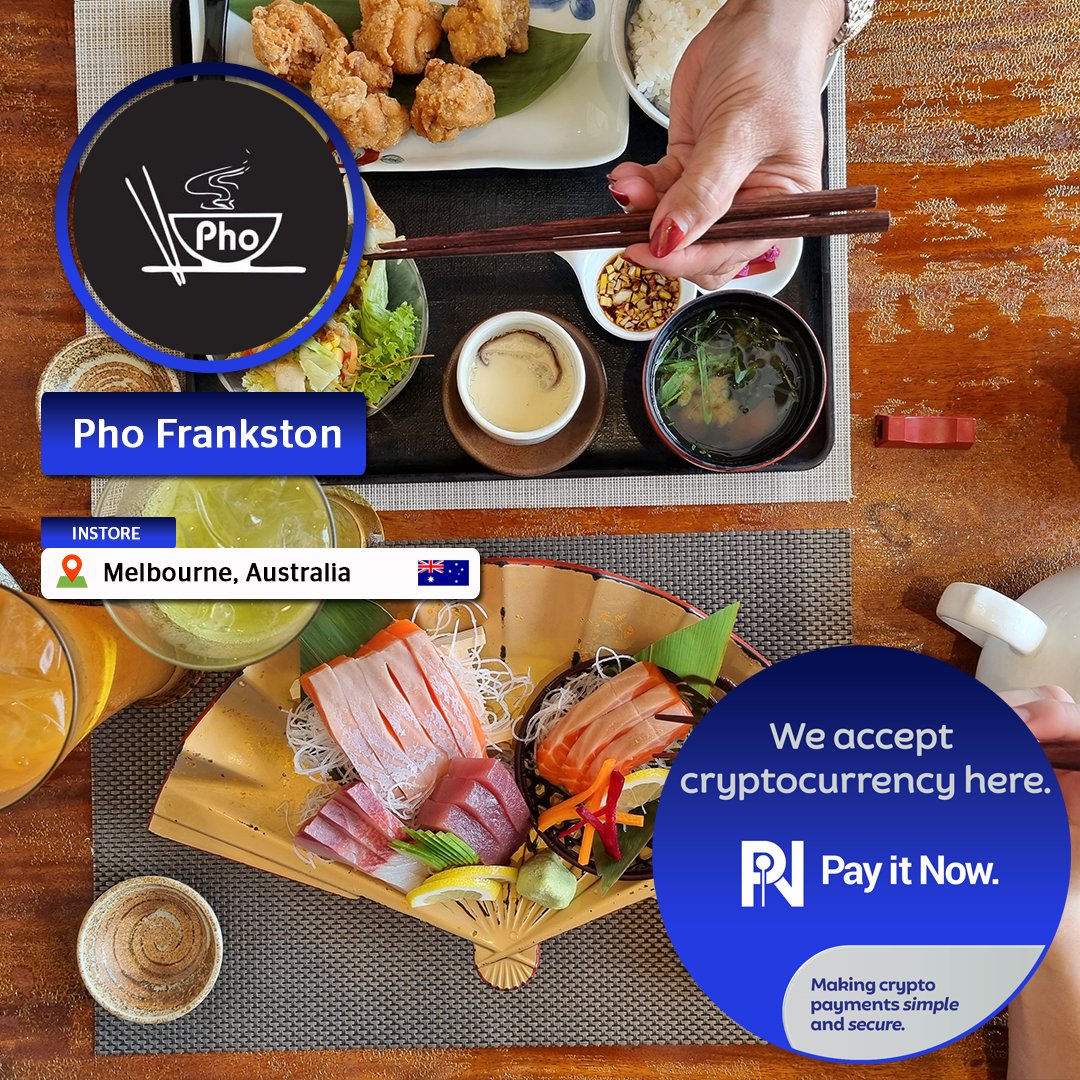 PayItNow_PIN's tweet photo. Pho Frankston, Melbourne's best Vietnamese and Japanese restaurant is now accepting digital payments via the #pin_network!
Located at 86 Young St, Frankston VIC
#pin #payitnow #pinpayments #cryptopayments #pinnetwork #pinmerchant #pinnetworkapp #web3 #digitalpayments https://t.co/XFaHZzVVHn