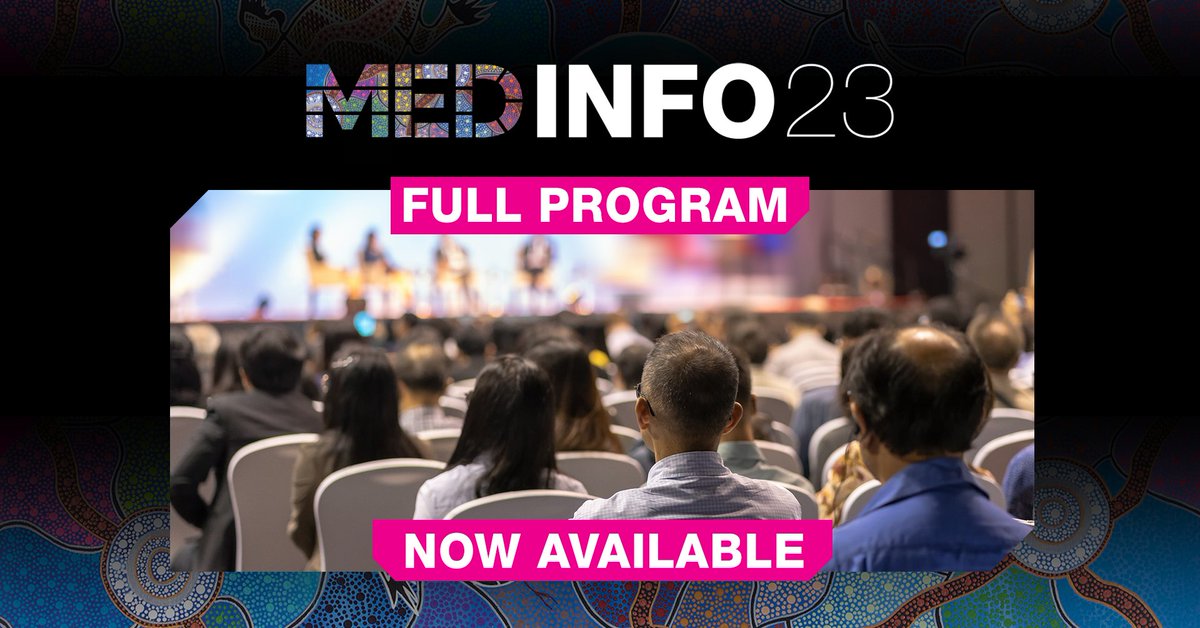 MedInfo23's tweet photo. The complete #MEDINFO23 program is now available online! Featuring healthcare professionals from around the globe, the program includes panels, workshops, keynotes and concurrent sessions all sharing insights on the latest developments in digital health. https://t.co/4DRrRiOXTT https://t.co/U3BBX4Rugz
