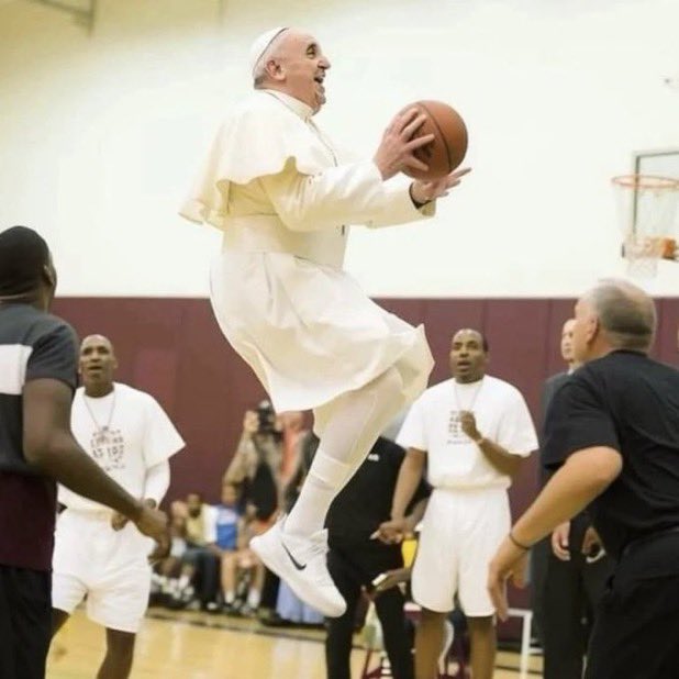 AI generated photos of the Pope playing basketball are now going viral online 🤣🏀