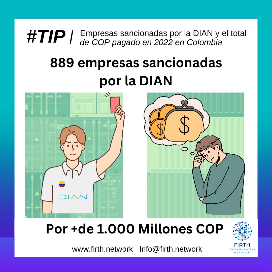 🌐TIP 7:

¡Sabías que en el 2022, la DIAN sancionó a 678 compañías colombianas por un total de 1.000 millones de pesos! Estos datos reflejan la importancia de cumplir con las regulaciones y requisitos establecidos en el comercio exterior.