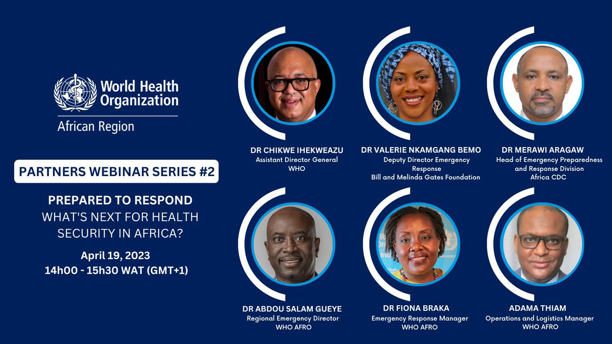 kinzyomalley's tweet photo. 📢 Mark your calendars!
Join @WHOAFRO for a webinar on tackling disease outbreaks in Africa. We'll discuss measures to prevent and respond to outbreaks with experts in public health & global development.
🗓️ April 19th
Register 👉🏿 https://t.co/NDk8xb5FLJ
#PreparedToRespond https://t.co/Irv4ESc5Ns