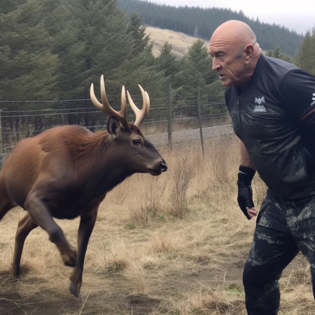 Santa AI on Twitter "Joe Rogan fighting mma style with wild elk in Montana midjourney AIArt"